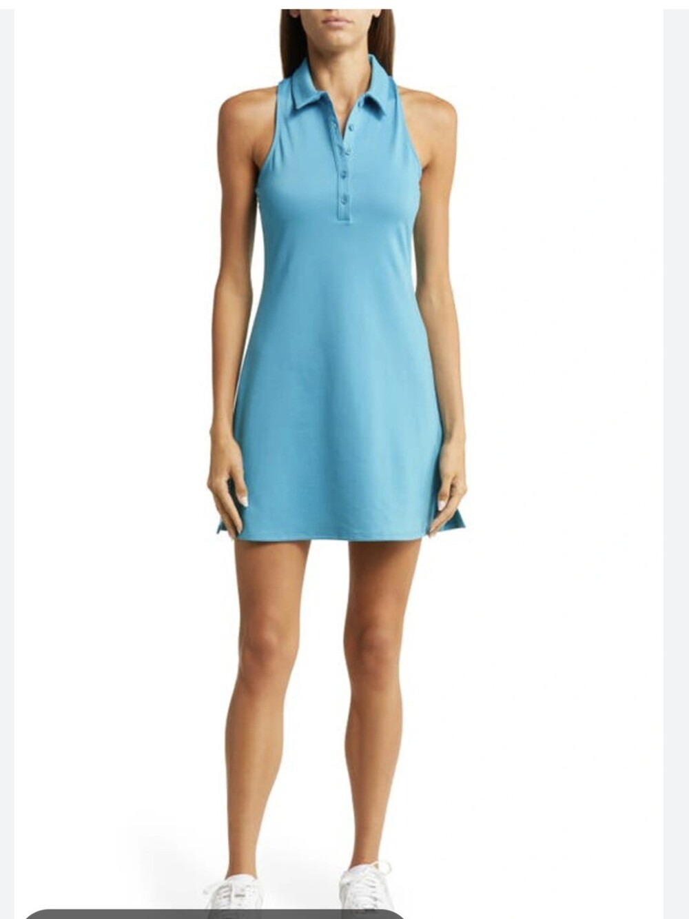 ALO Yoga Charmed Point Collar Sleeveless Tennis Dress In Blue Splash Size XS